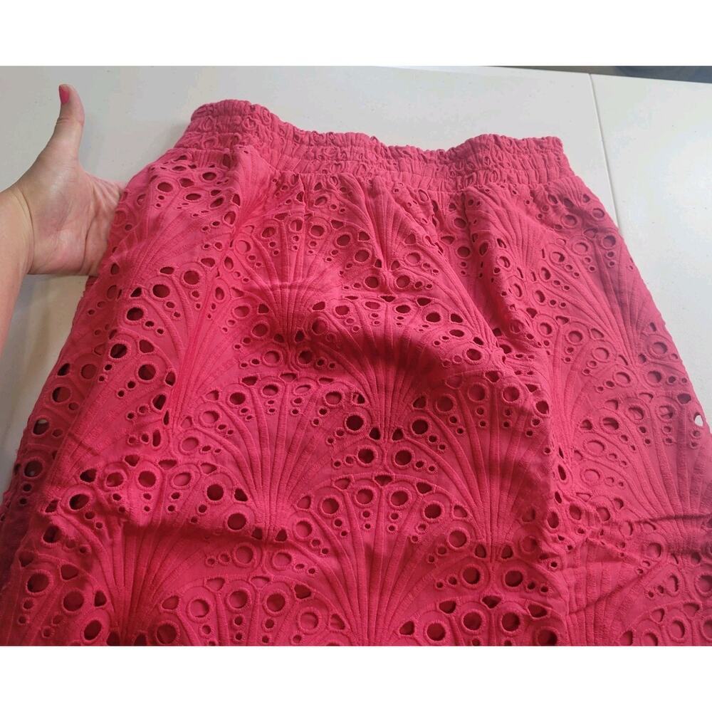 Andie Mona Skirt Medium Eyelet Lace Pull On Elastic Waist Midi Feminine Pockets - Picture 3 of 7